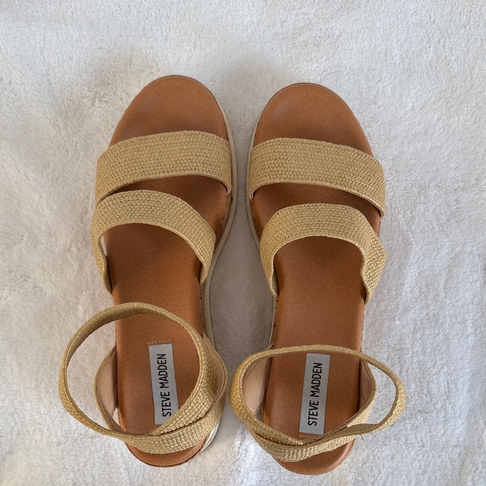 Steve Madden Bandi Espadrille Platform Sandal | Natural Raffia | Size 8.5 - Picture 4 of 16